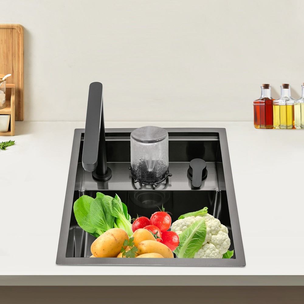 Stainless Steel Commercial Kitchen Sink with Cup Washer and Faucet