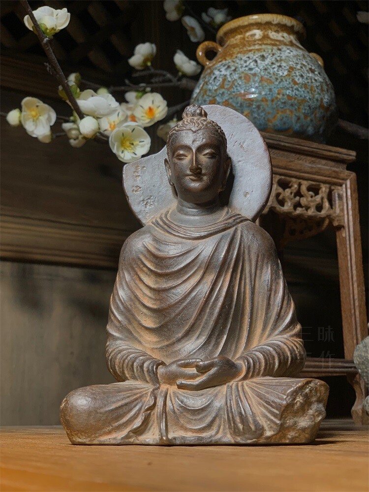 Gandhara Meditation Sitting Statue Specimen, Home Zen Decoration Ornament