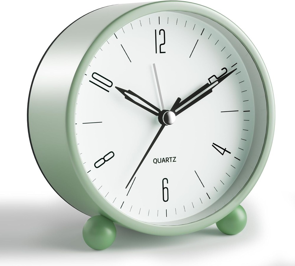 Sage green analog alarm clock like new condition