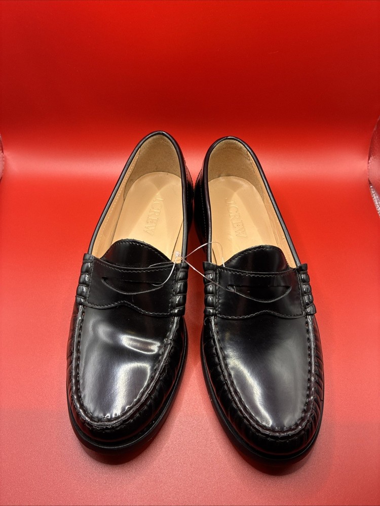 J.Crew 7.5  Patent Leather Penny Loafers Solid Black Slip-On Formal Dress Shoes