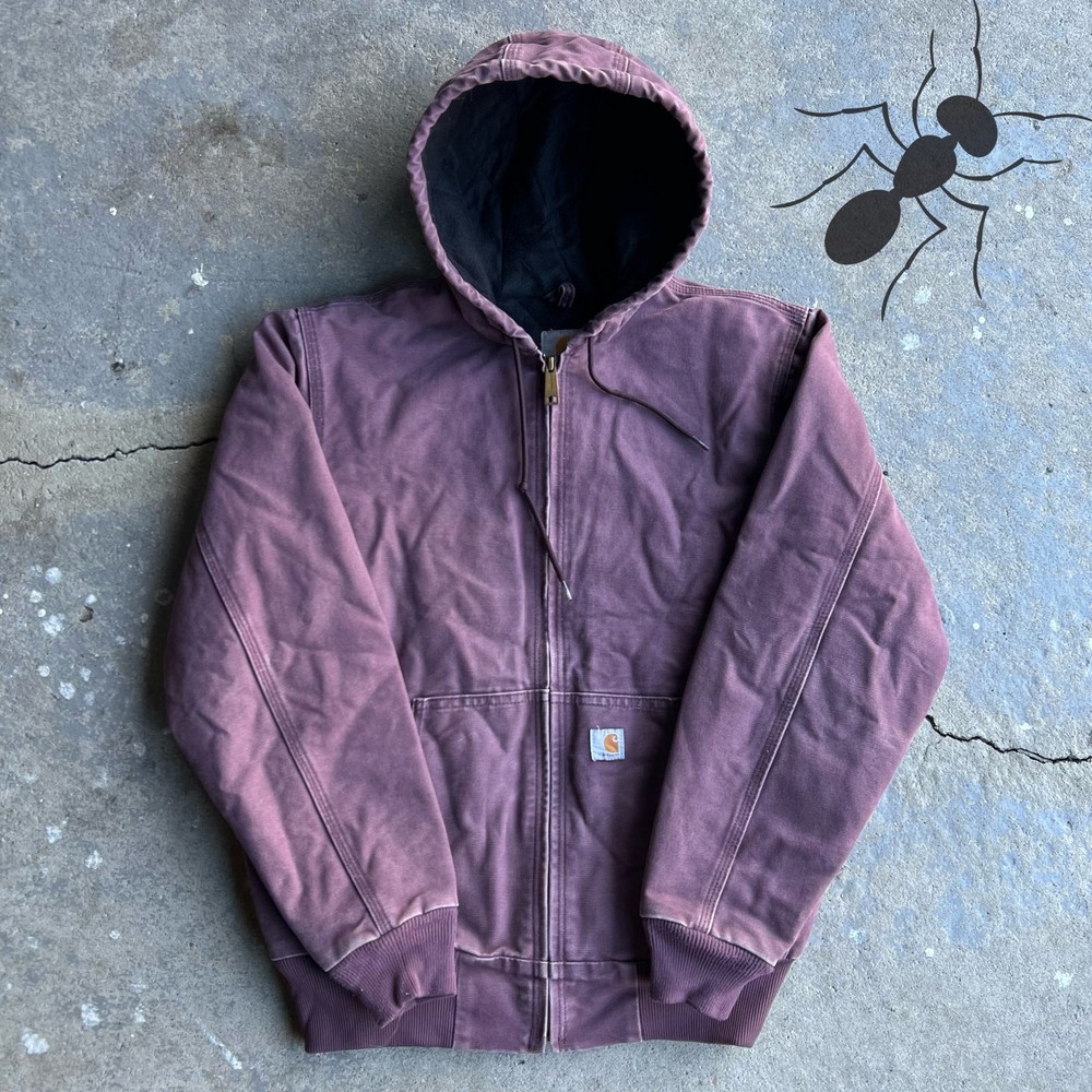 Vintage Y2K Womens Purple WJ130 DPM Carhartt Hooded Work Jacket