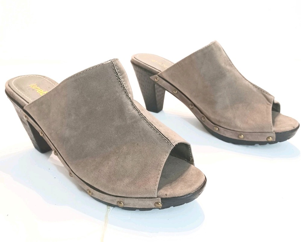Lane Bryant Women's Taupe  Faux Suede Mules Slip-On Clogs Size 11 W Open Toe