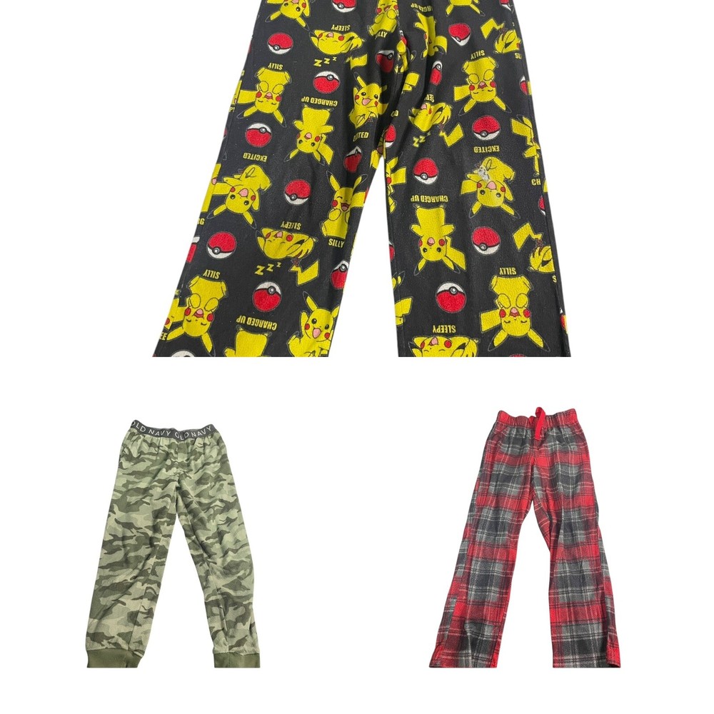 Old Navy Boy's Pajama Pants Lot of 3 Size 8 Fleece Plaid  Camo  Red