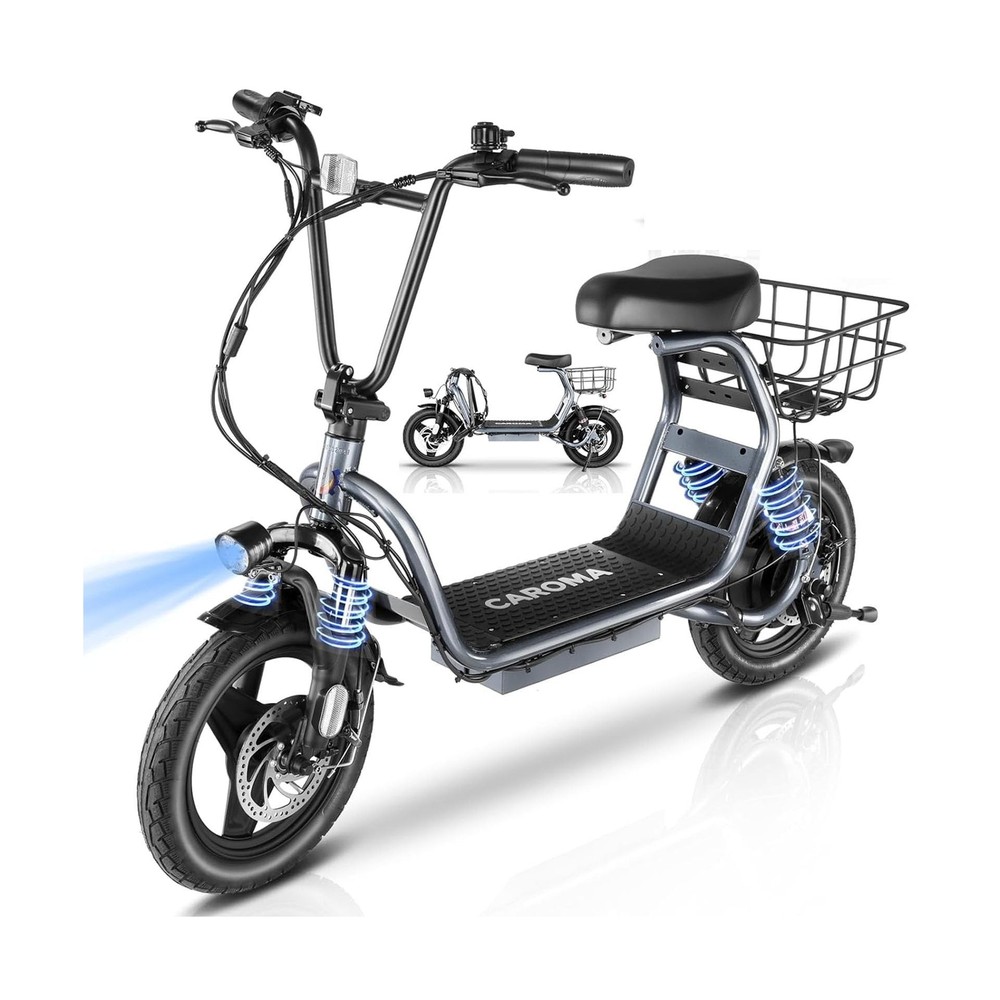 Caroma Peak 1200W Electric Scooter with Seat, 14