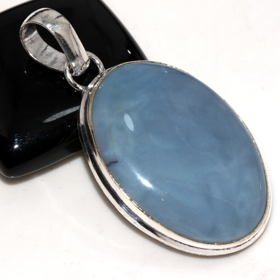 925 Silver Plated Owhyee Blue Opal Ethnic Pendant Handmade Jewelry Size 2
