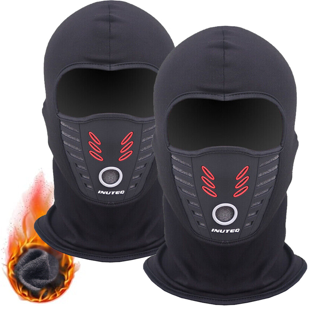 2PCS Winter Balaclava Windproof Ski Fleece Face Mask Motorcycle Cold Weather Hat