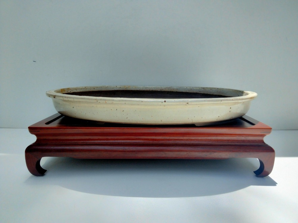 VTG Bonsai Tree Pot KATAOKA TOEN Glazed ISHIHAZE Width 58.2 cm (about 22.9 in.)