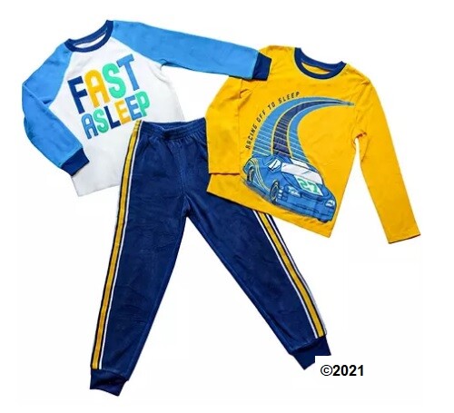 Members Mark Boys Race Car Fleece Pajama Set Size 6 3-Piece-image