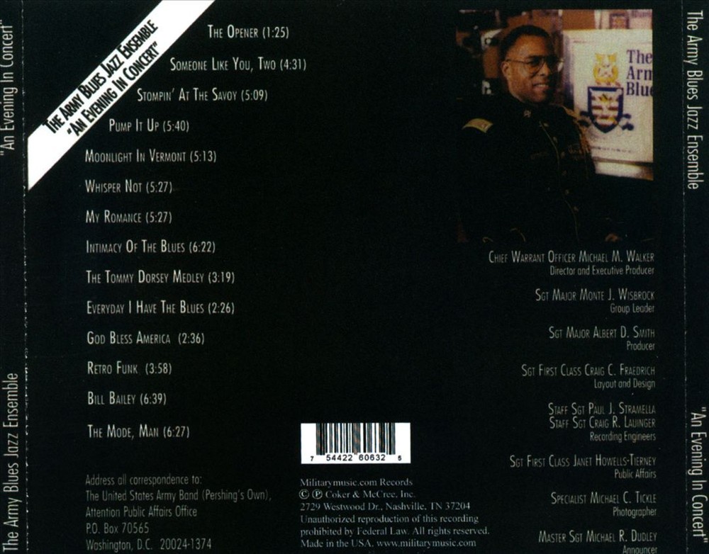 U.S. ARMY BLUES JAZZ ENSEMBLE EVENING IN CONCERT NEW CD