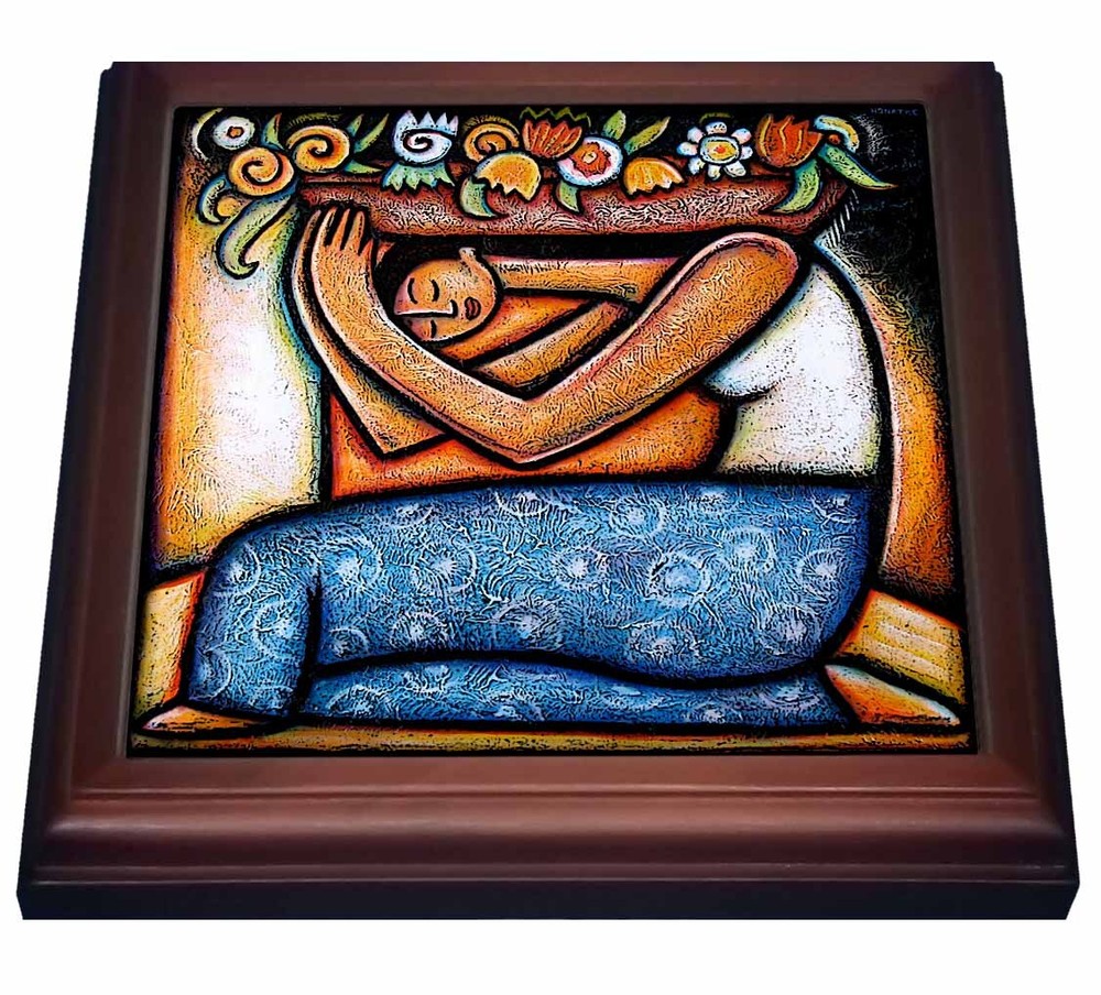 3dRose Flower Girl mexican art colorful  8x8 Trivet with 6x6 ceramic tile
