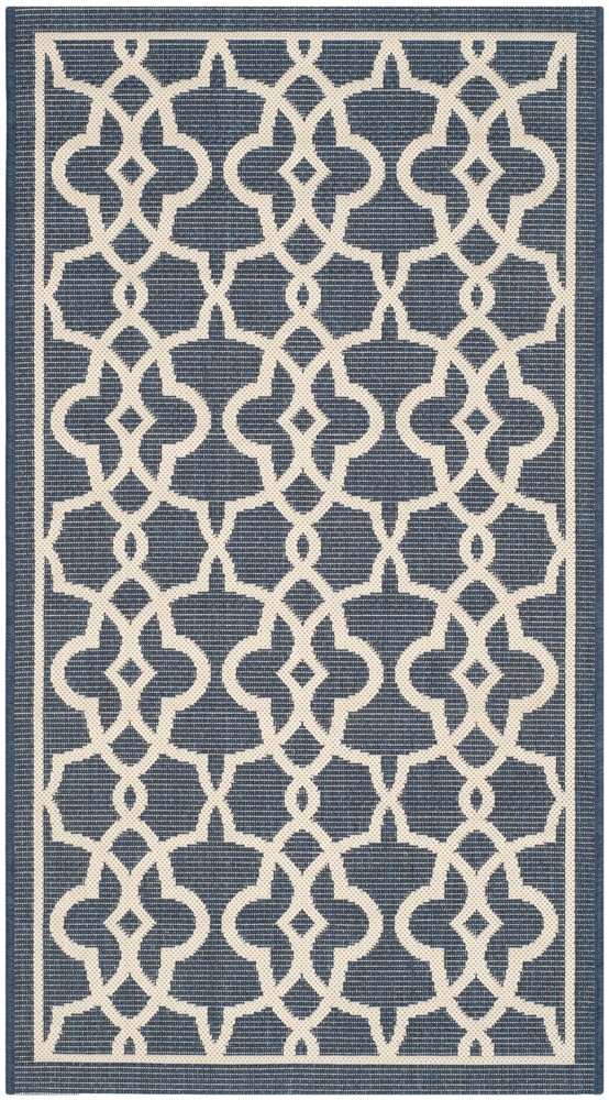 SAFAVIEH Courtyard Carlos Navy Beige 2x3 Indoor Outdoor Rug