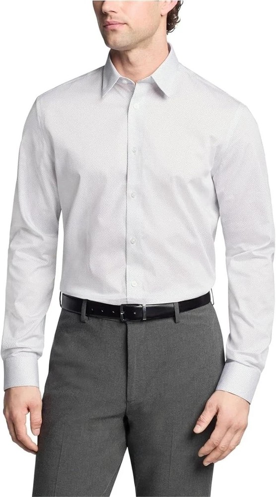 Calvin Klein Men's Dress Shirt Non Iron Stretch Slim Fit Check - 15.5 32/33 M