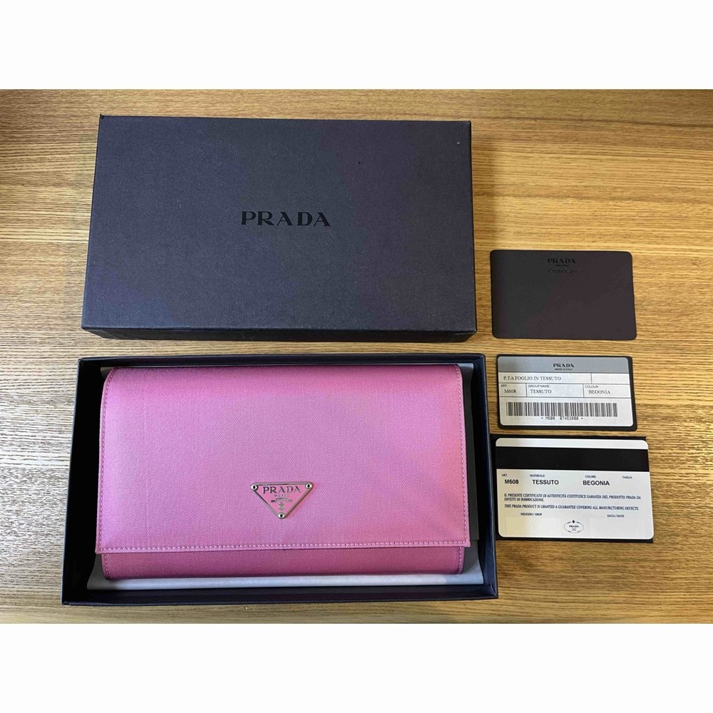 New Unused PRADA Long Wallet M608 Begonia Pink Luxury Designer