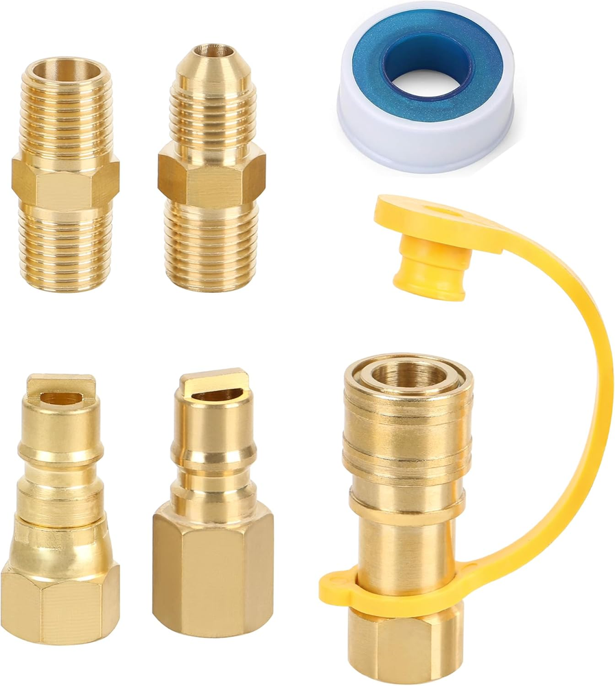 3/8 Inch Natural Gas Quick Connect Fittings Kit, LP Propane Gas Hose Quick Disco