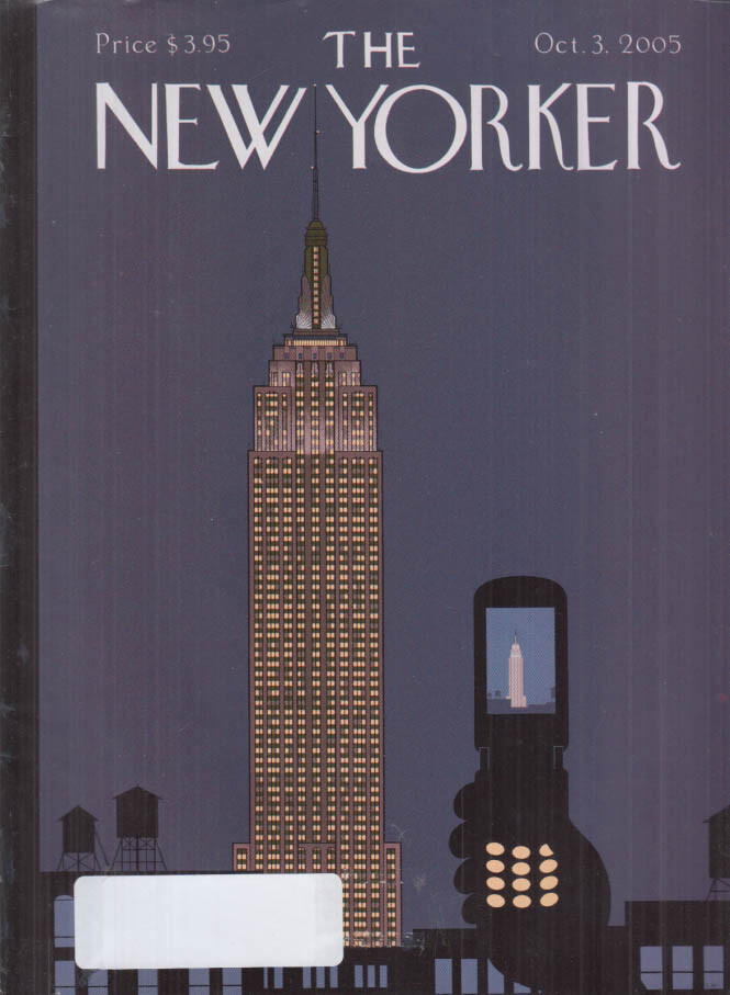 New Yorker cover 10/3 2005 Ware: Empire State Building at night on cellphone