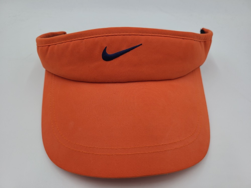 Vintage Nike Sun Golf Visor Adjustable Hat Cap Swoosh Men Women Orange Blue Logo