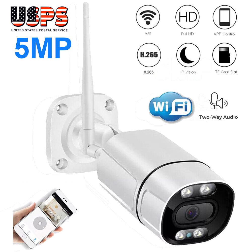 5MP 5G WiFi POE Bullet Camera with 2-Way Audio IR Night Vision IP66