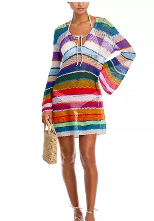 PQ Swim Crochet Stripe Tunic Swim Cover-Up - Exclusive XS/S NWT