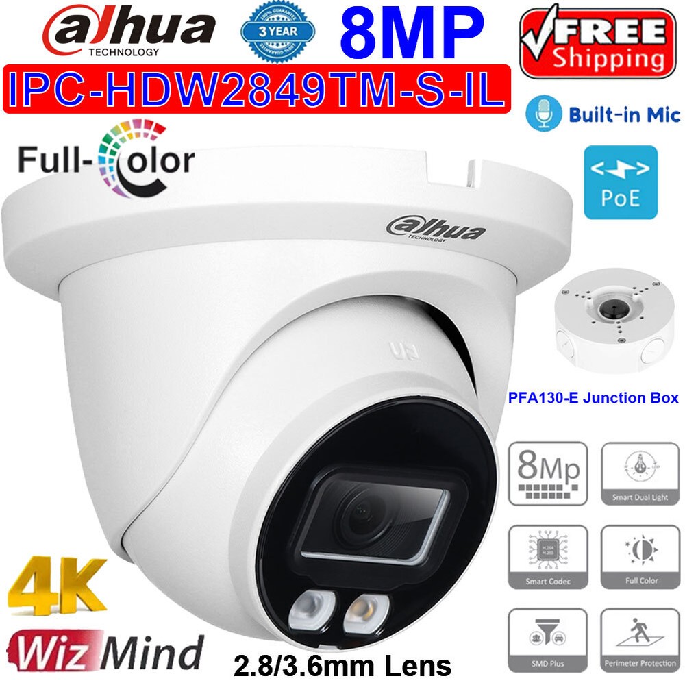 Dahua IPC-HDW2849TM-S-IL 8MP Full Color IR Smart Dual Light IP Camera WizSense