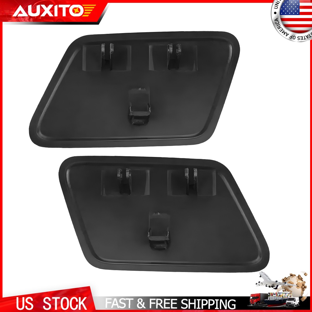 Front Headlight Washer Cover Black 2Pcs Left Right Fit Volvo S60 2005-2009