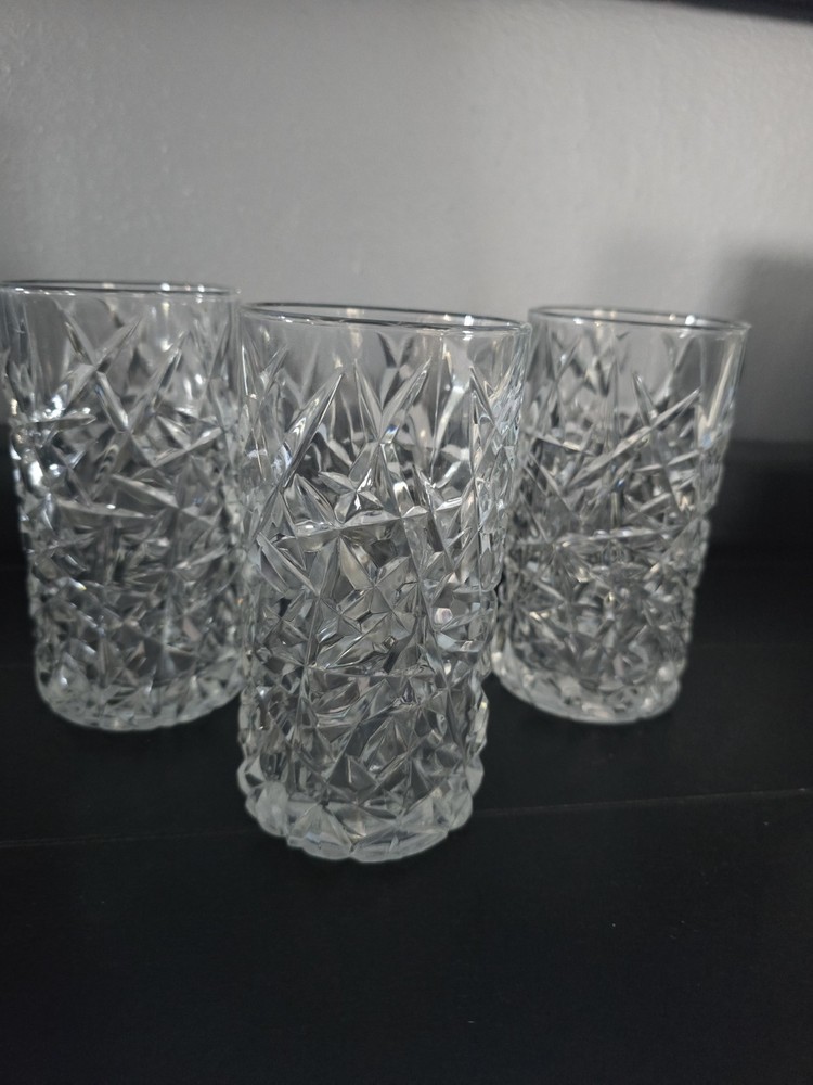 Crystal Highball Glasses, Set of 5 Tumblers, Luminarc France, Drinking Glasses,