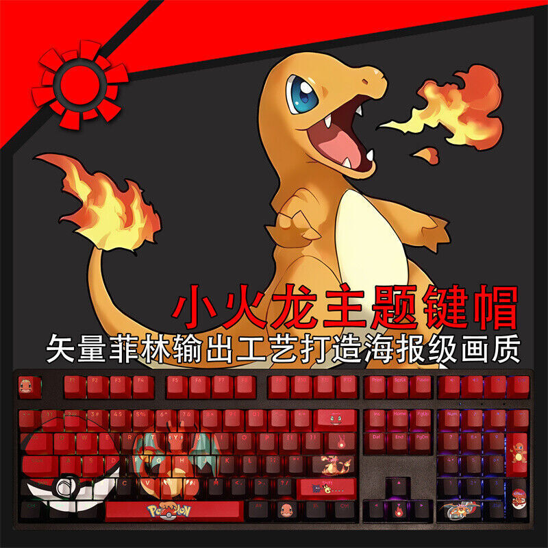Charmander Transparent PBT Keycaps for Cherry MX Mechanical Keyboard 108 Keys