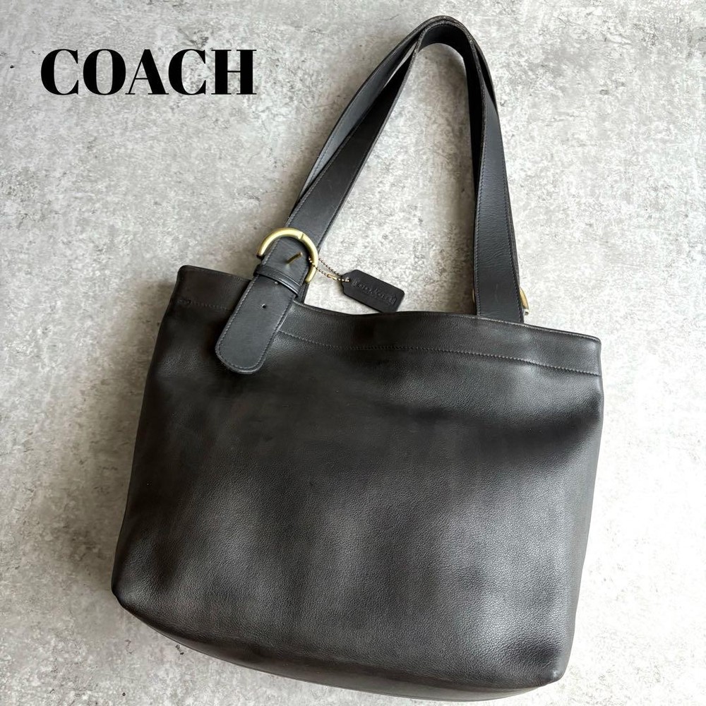 Coach Authentic Black Leather Tote Bag Casual Shoulder Purse