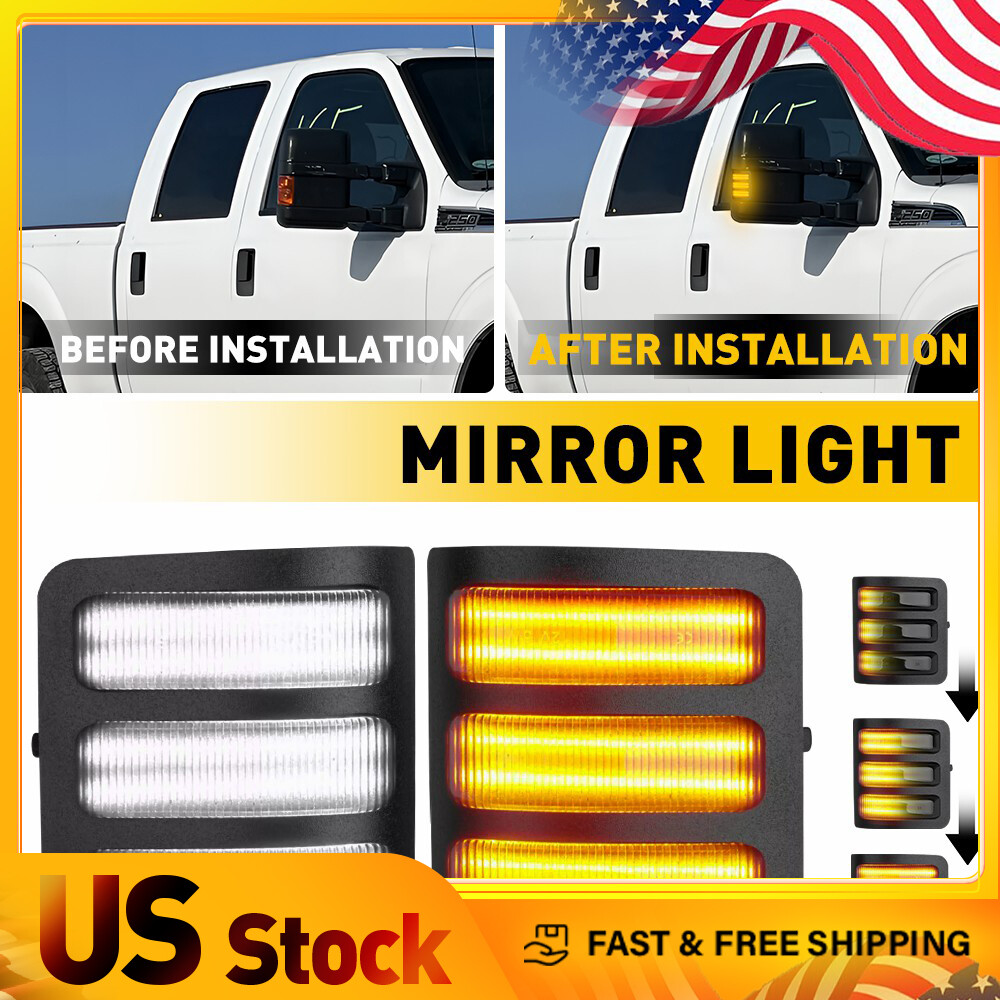 Dynamic 2PC LED Side Light Mirror For Signal F150 Ford F350 F250 F450 Super Duty