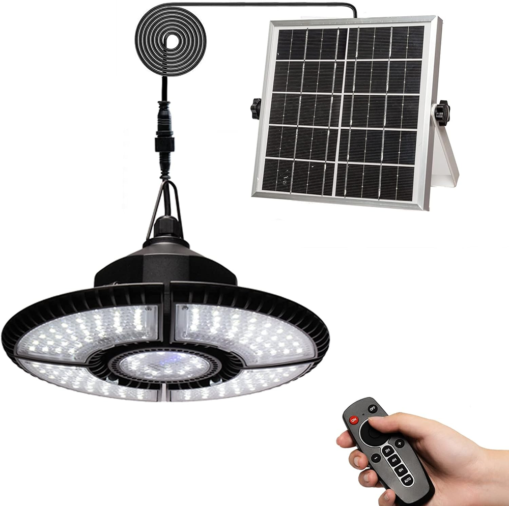 Bright 136 LED Solar Shed Light for Indoor Day and Night Use with 4+1 Leaves