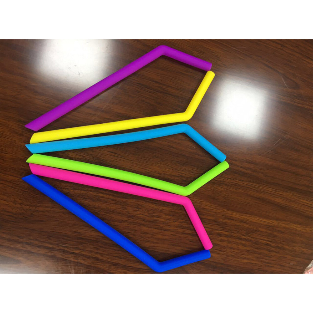 6Pcs Silicone Drinking Straws for Coffee Juice with Cleaning Brush (Bent)