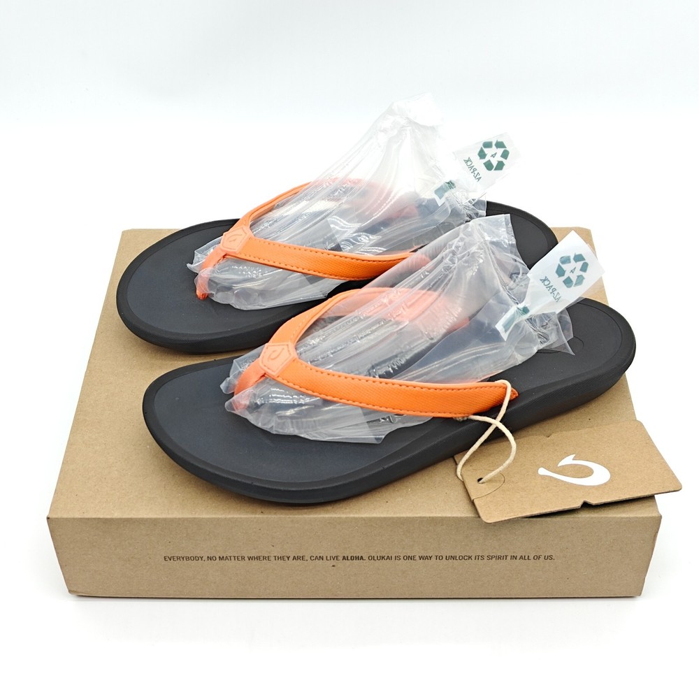 OluKai Ohana Pi'oe Womens Size 7 Orange Flip Flops 20443-CY6C  