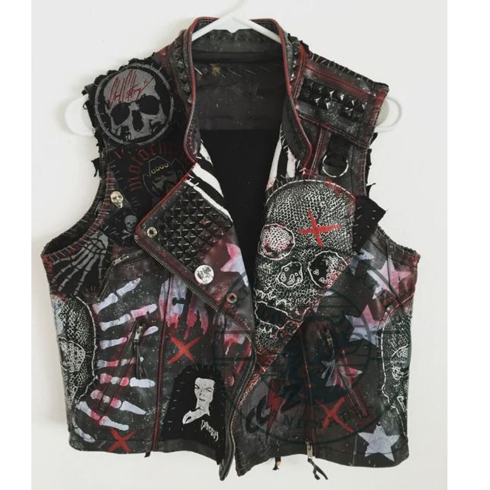 Gothic Punk Leather Vest Jacket for Men - Handmade Studded Custom Design