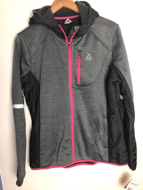 Reebok Jacket Woman's Large Full Zip Fleece Lined Hoodie Gray