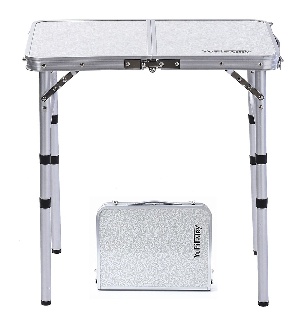, Small Aluminum Camp Table, Lightweight, Portable, Foldable with 3 Adjustabl...