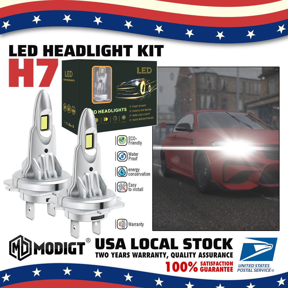 2Pcs 120W H7 80000LM Car LED Headlight Super Bright Bulbs Kit White 6000K USA