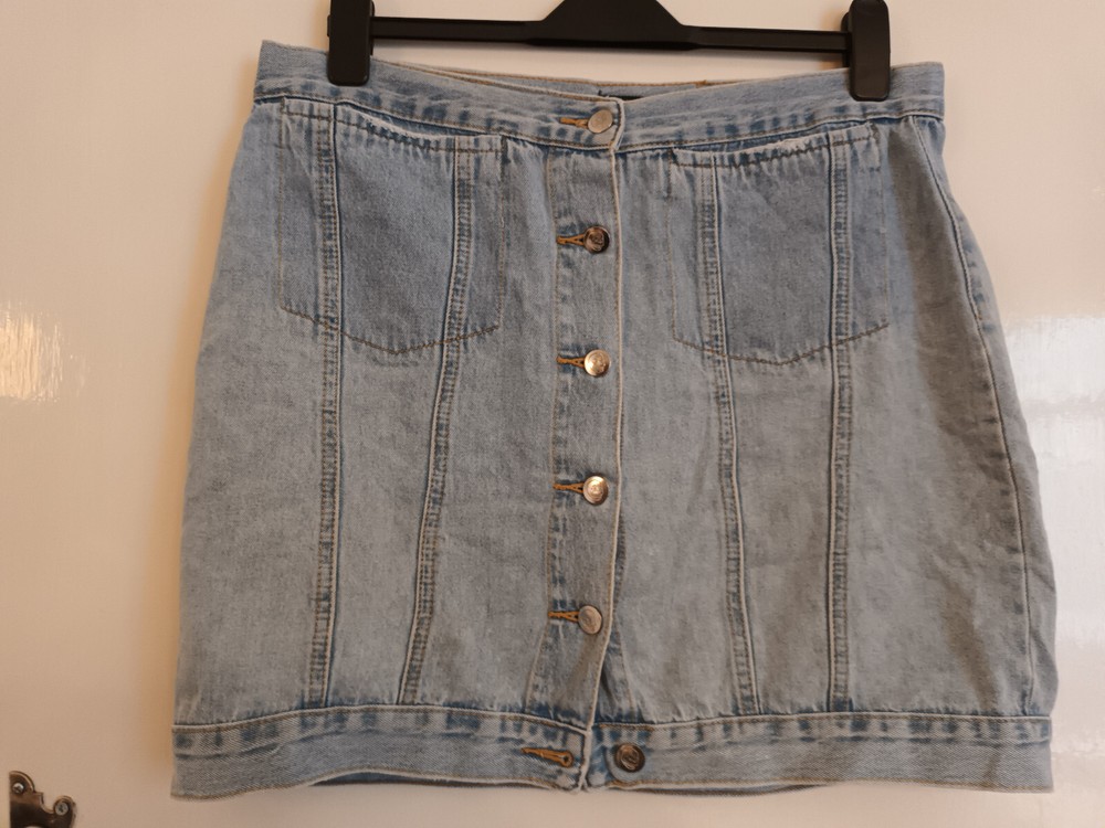 Affordable Light Blue Denim Button Skirt Size 14 by Cheap Monday
