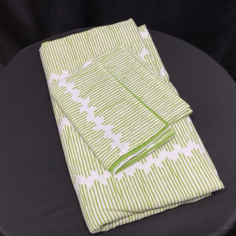 Room Essentials RE Target Full Size Duvet Cover 2 Shams Green Geometric Pattern