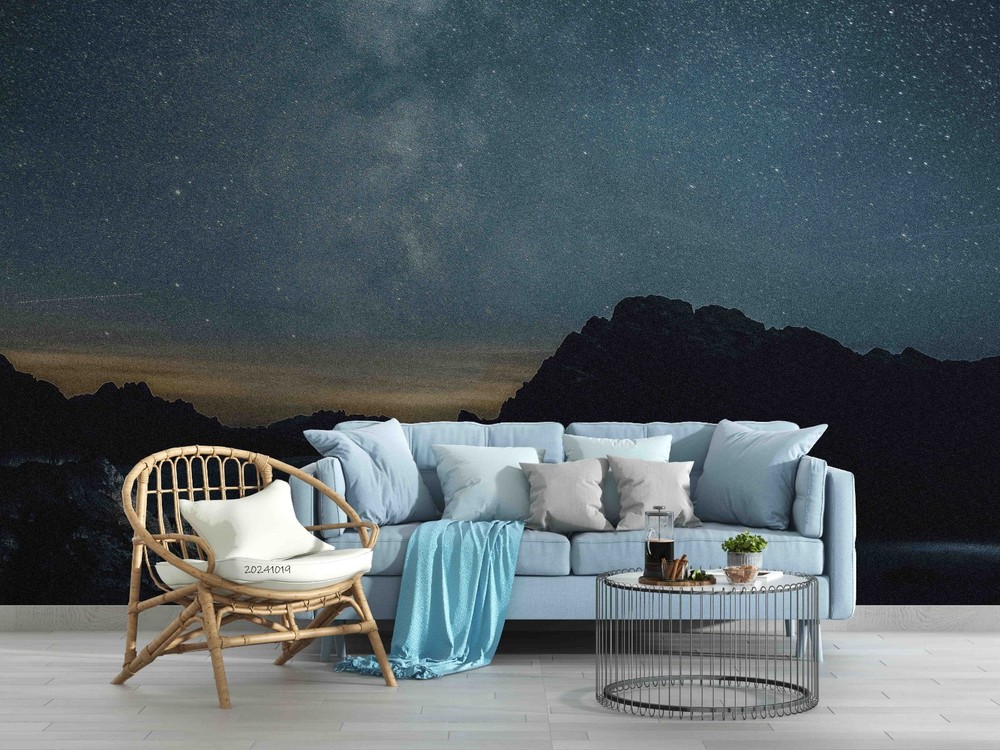 3D Mountains Starry Sky Night Scene Wall Murals Wallpaper Murals Wall Sticker 4