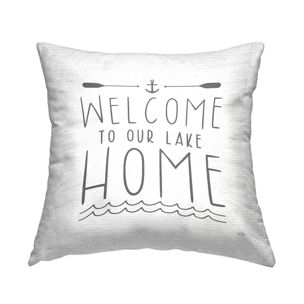 Lake House Welcome Outdoor Print Pillow 18x18 Off-White Decor