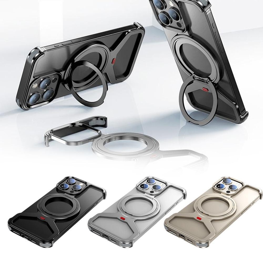 Metal Frameless Magnetic Kickstand Case For IPhone 16 Pro Max Anti- M1L6
