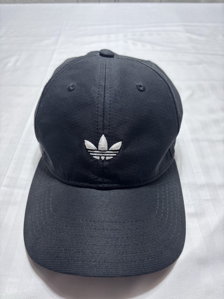 Adidas Hat Cap Strap Back Black White Trefoil Pickleball Baseball Running Mens