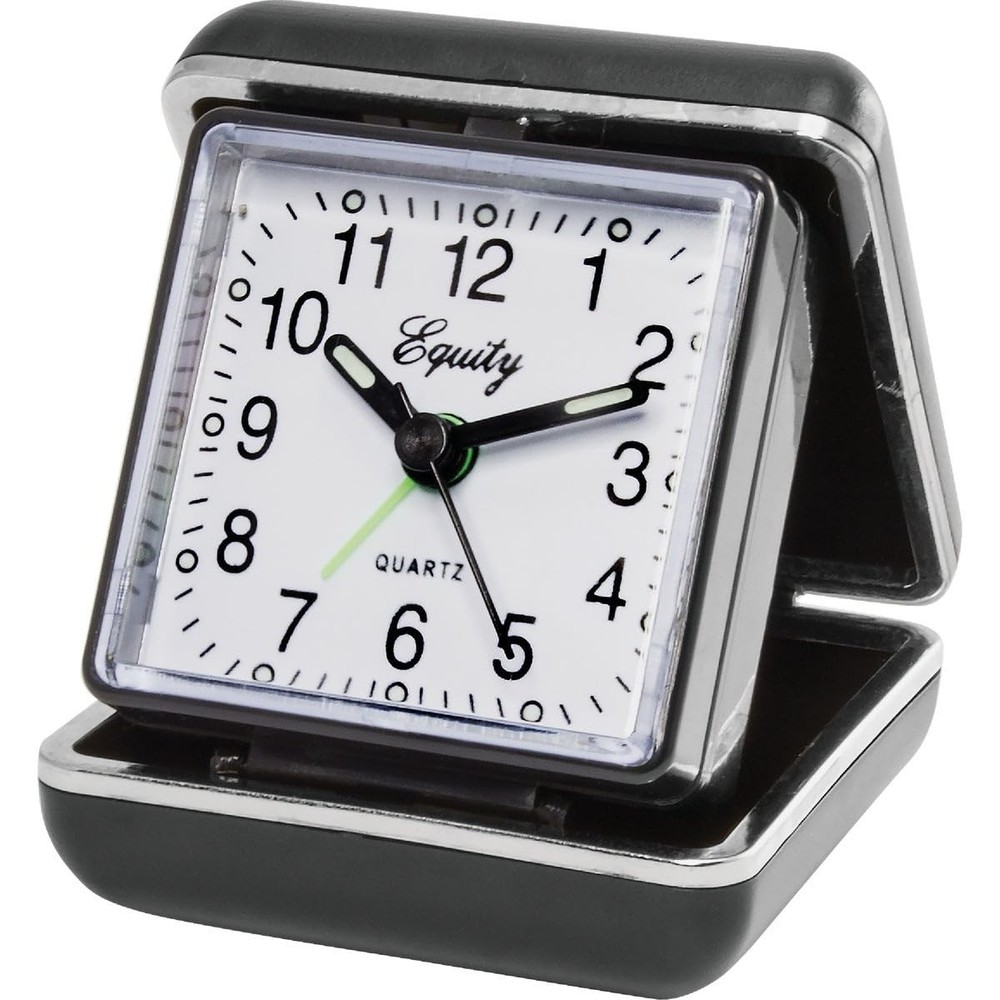 La Crosse Black Quartz Fold-up Travel Alarm Clock with Analog Display