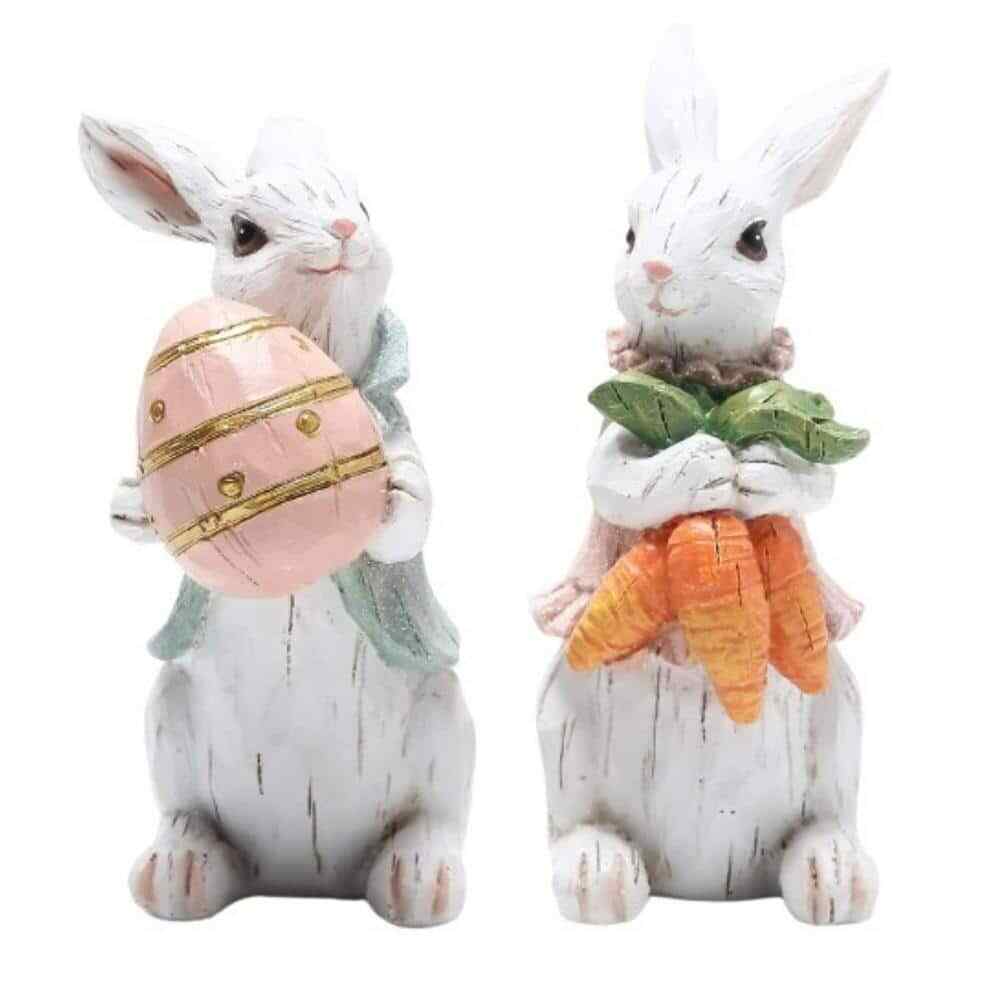 2 piezas. 4,72 pulgadas. Conejo de Pascua blanco decoraciones primavera hogar decoración conejito fi