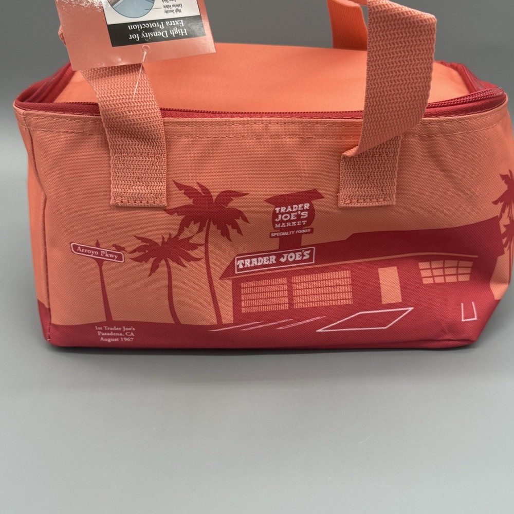 Trader Joes Mini Insulated Lunch Bag 1.5 Gallon Cooler Tote Orange Red Limited Edition