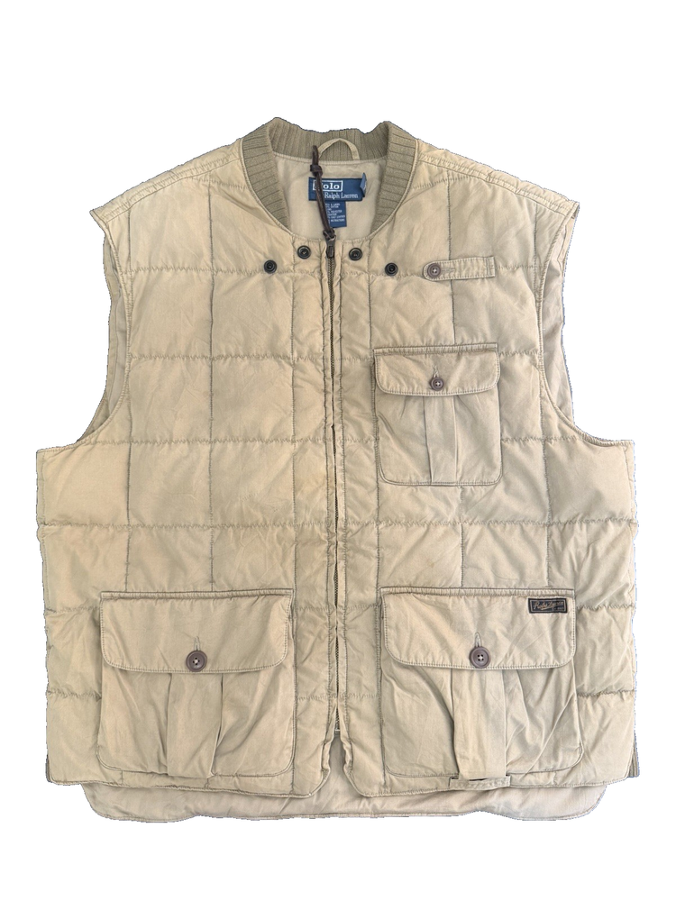 Ralph Lauren Polo Vintage Quilted Utility Fishing Cargo Core Gilet Vest Size 2XL