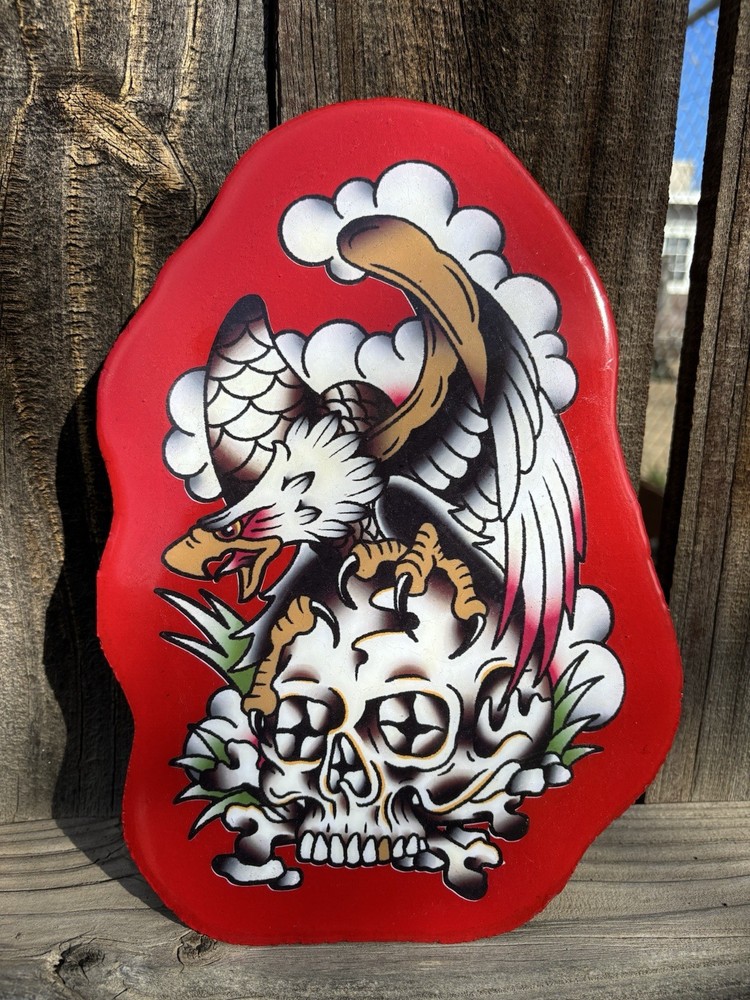American Traditional Eagle Skull Handmade Sign Garage Art Tattoo Flash Shop Sign