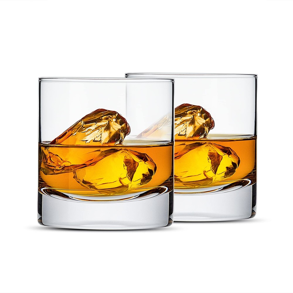 13oz Crystal Whiskey Glasses with Heavy Base - Elegant Old Fashioned Rocks Glasses for Lowball Drinks