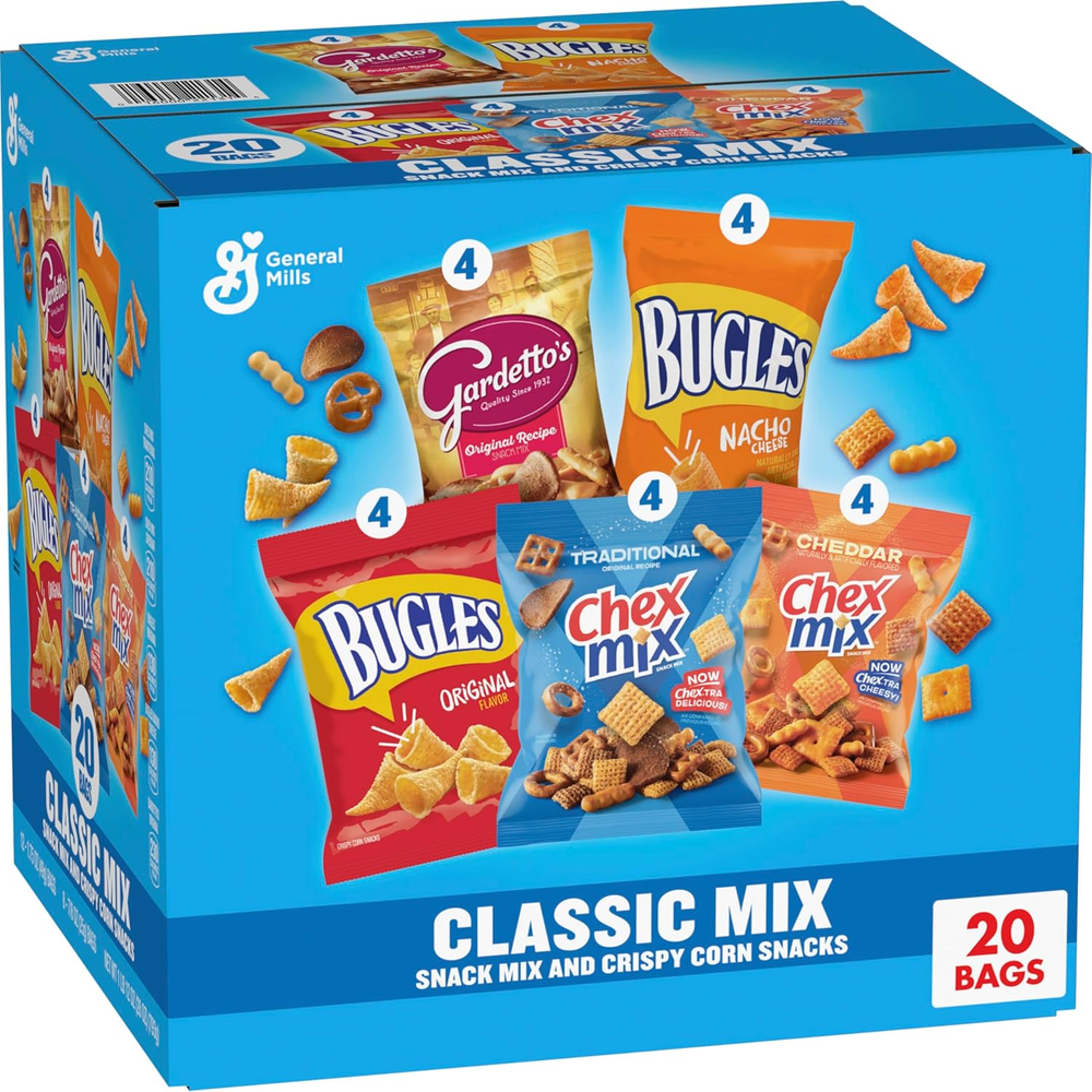 Classic Mix Snack Variety Pack, Bugles Original and Nacho Cheese, Gardetto'S Ori