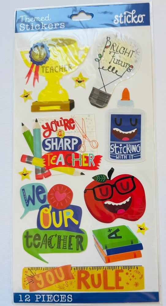 Sticko #1 Teacher Love Stickers School  Planner Supply Crafts Scrapbook