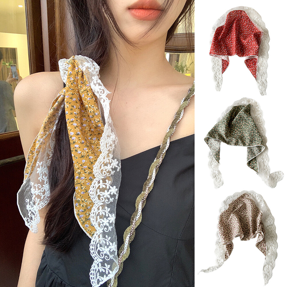 Cute Lace Headbands with Triangle Scarf Stylish DIY Hair Accessories for Women